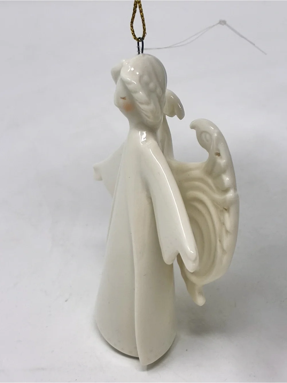 2pc Angel Christmas Ornaments 4.5” Red Stained Glass & 4” White Ceramic